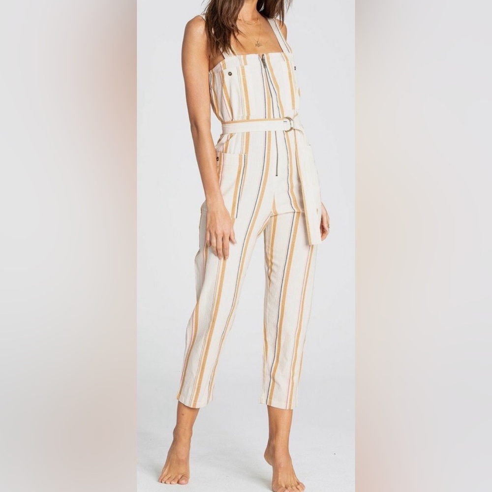 Billabong Light The Night Jumpsuit Sleeveless Striped Women’s Size Large